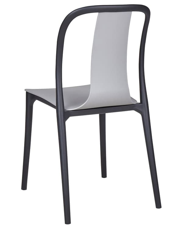 Havestole Grå Sort Plast sæt af 8 Vedligeholdelsesfri Stabelstole til Udendørs Stole Retro Design Cafestole uden Armlæn Altanstole