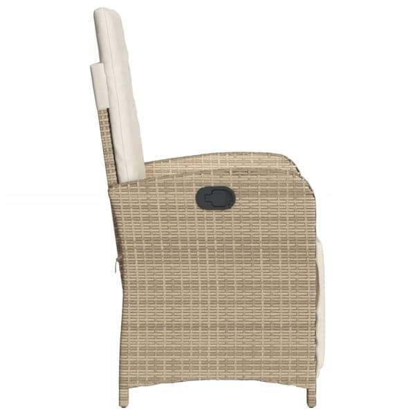 vidaXL Justerbar trädgårdsstol med fotstöd beige konstrotting
