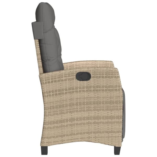 vidaXL Justerbar trädgårdsstol med fotstöd mixbeige konstrotting