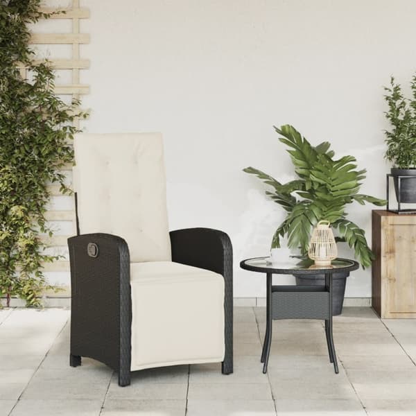 vidaXL havestol med justerbart ryglæn og fodstøtte polyrattan sort
