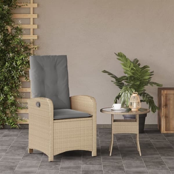 vidaXL havestol med lænefunktion og hynder polyrattan blandet beige