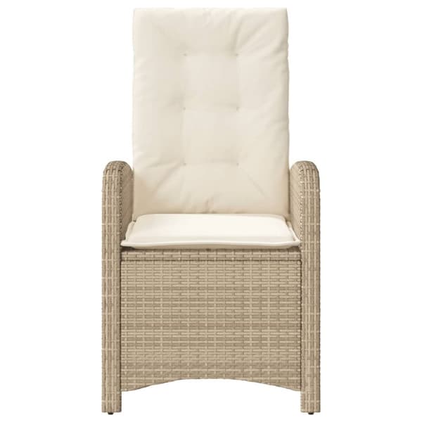 vidaXL Justerbar trädgårdsstol med dynor beige konstrotting
