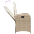 Miniatyrbillede 6 af 11: vidaXL havestol med lænefunktion og hynder polyrattan beige