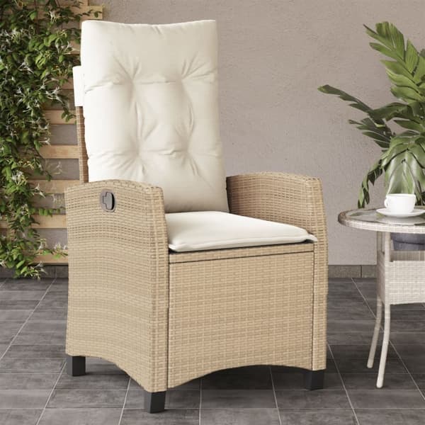 vidaXL havestole 2 stk. med lænefunktion og hynder polyrattan beige