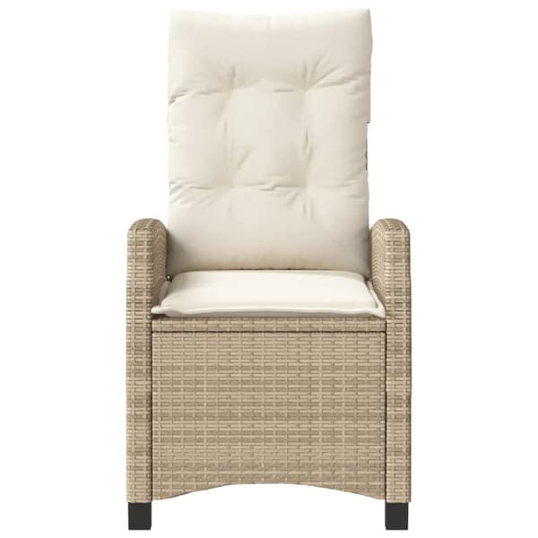 vidaXL Justerbar trädgårdsstol med dynor beige konstrotting