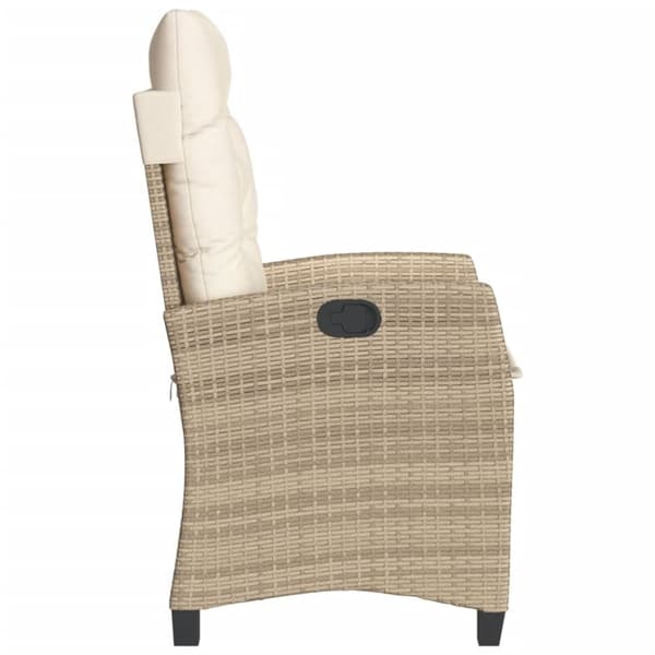 vidaXL Justerbar trädgårdsstol med dynor beige konstrotting