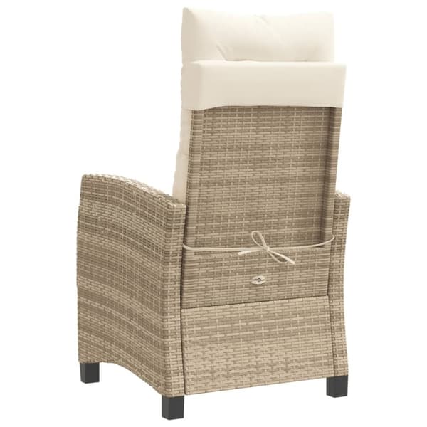 vidaXL Justerbar trädgårdsstol med dynor beige konstrotting