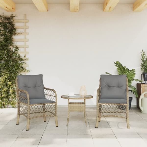 vidaXL havestole med hynder 2 stk. polyrattan blandet beige