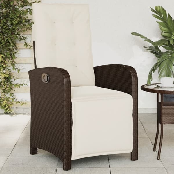 vidaXL havestole 2 stk. med lænefunktion og fodstøtte polyrattan brun