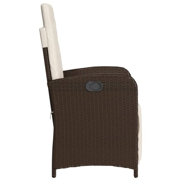 vidaXL havestole 2 stk. med lænefunktion og fodstøtte polyrattan brun