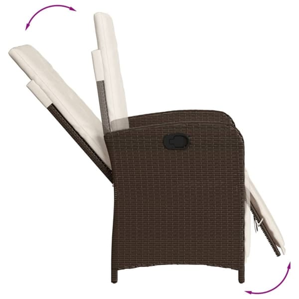 vidaXL havestole 2 stk. med lænefunktion og fodstøtte polyrattan brun