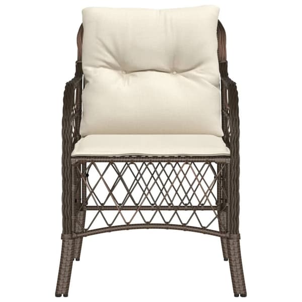 vidaXL havestole med hynder 2 stk. polyrattan brun