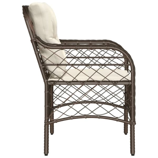 vidaXL havestole med hynder 2 stk. polyrattan brun