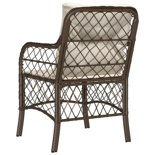 vidaXL havestole med hynder 2 stk. polyrattan brun