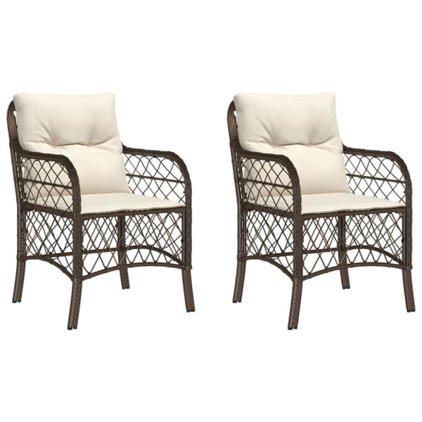 vidaXL havestole med hynder 2 stk. polyrattan brun
