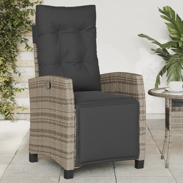 vidaXL havestole 2 stk. med lænefunktion og fodstøtte polyrattan grå