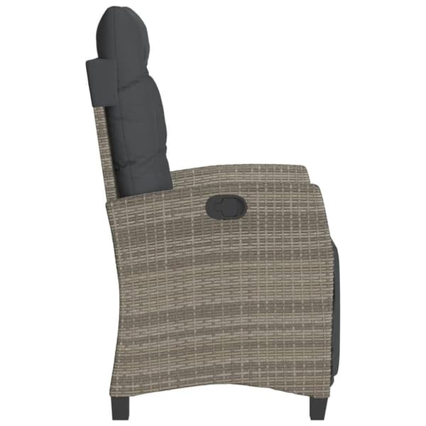 vidaXL havestole 2 stk. med lænefunktion og fodstøtte polyrattan grå