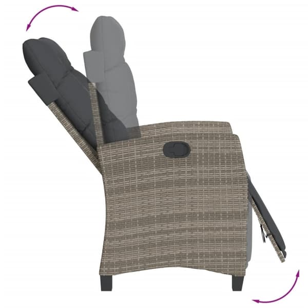 vidaXL havestole 2 stk. med lænefunktion og fodstøtte polyrattan grå