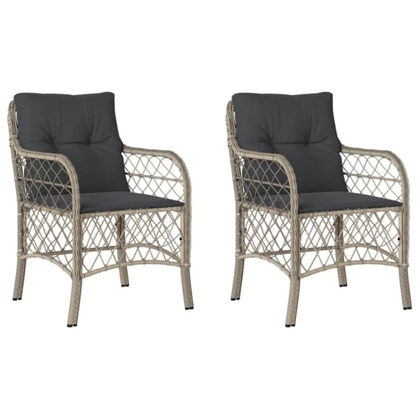 vidaXL havestole 2 stk. med hynder polyrattan lysegrå