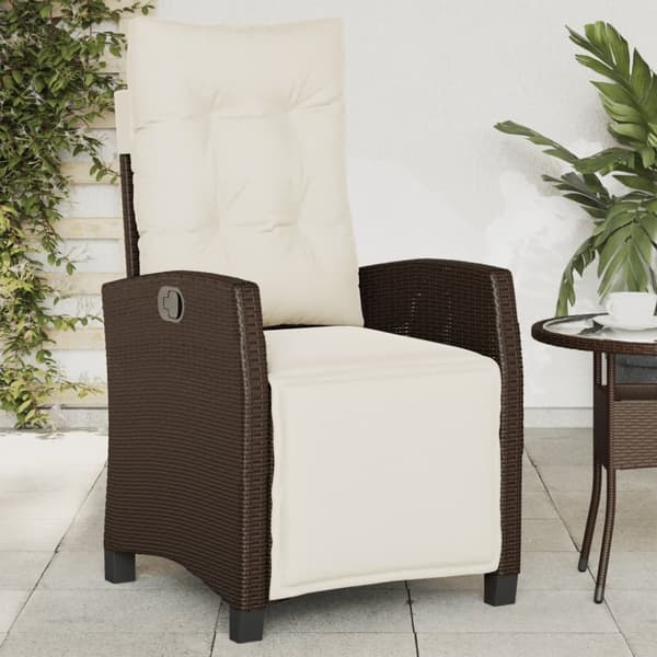 vidaXL havestole 2 stk. med lænefunktion og fodstøtte polyrattan brun