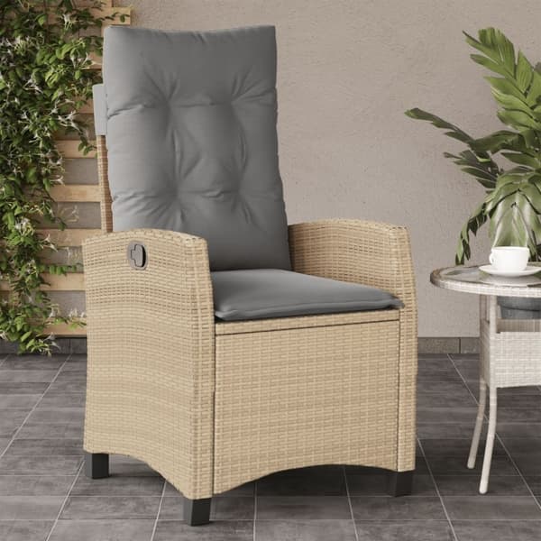 vidaXL Justerbara trädgårdsstolar 2 st med dynor mixbeige konstrotting