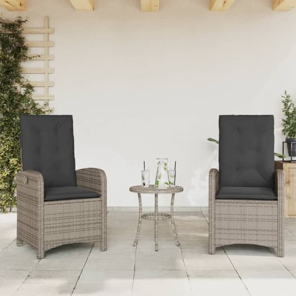 vidaXL havelænestole 2 stk. med hynder polyrattan grå