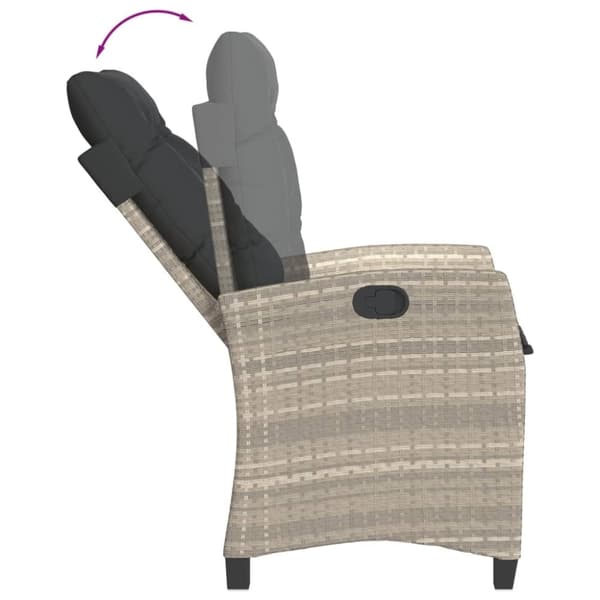 vidaXL havestol med lænefunktion og hynder polyrattan lysegrå