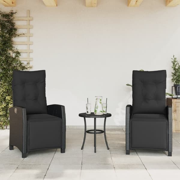 vidaXL havestole 2 stk. med lænefunktion og fodstøtte polyrattan sort