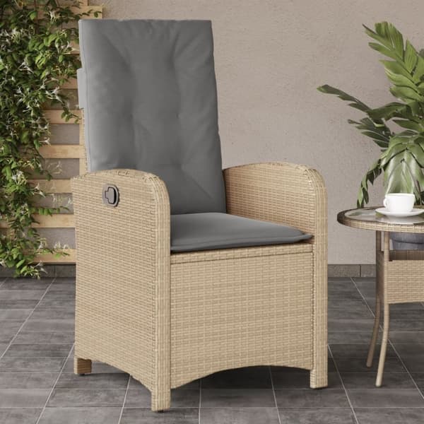 vidaXL Justerbara trädgårdsstolar 2 st med dynor mixbeige konstrotting