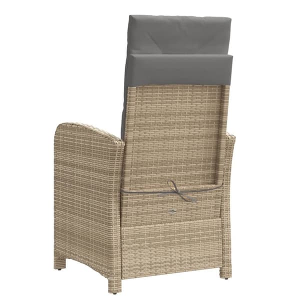 vidaXL Justerbara trädgårdsstolar 2 st med dynor mixbeige konstrotting