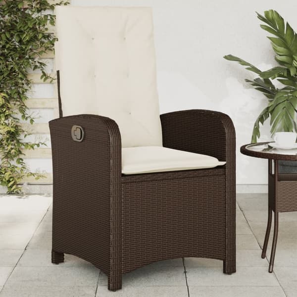 vidaXL havestole 2 stk. med lænefunktion og hynder polyrattan brun