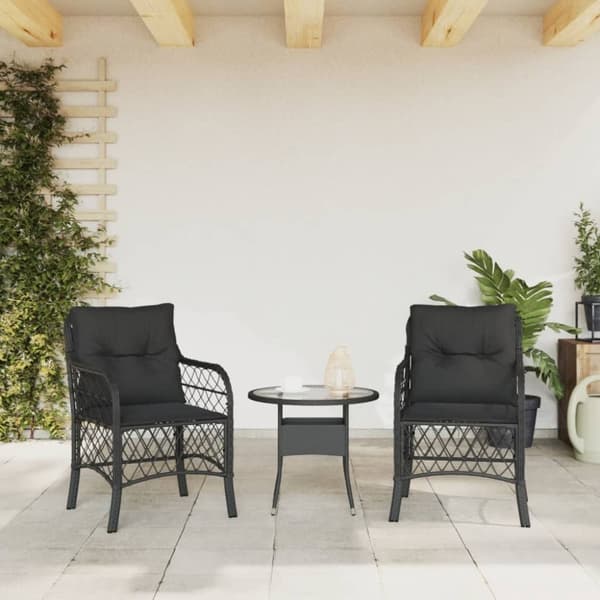 vidaXL havestole med hynder 2 stk. polyrattan sort
