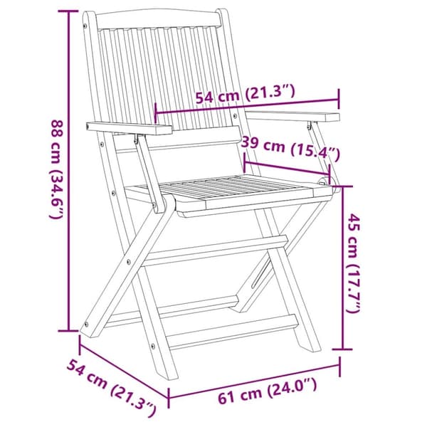 vidaXL Sammenleggbare hagestoler 2 stk 58x54,5x90 cm heltre akasie