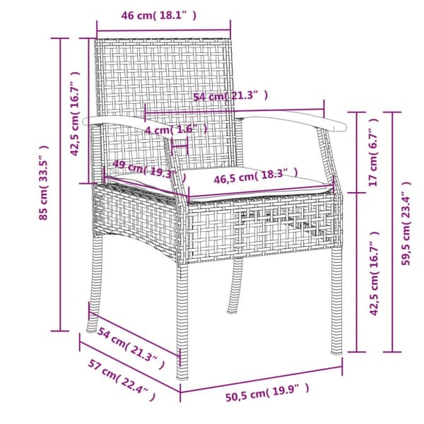 vidaXL havestole 2 stk. med hynder polyrattan og akacietræ beige