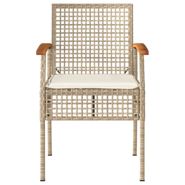 vidaXL Trädgårdsstolar med dynor 2 st beige konstrotting akaciaträ