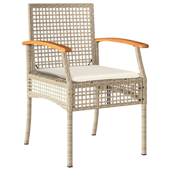 vidaXL Trädgårdsstolar med dynor 2 st beige konstrotting akaciaträ