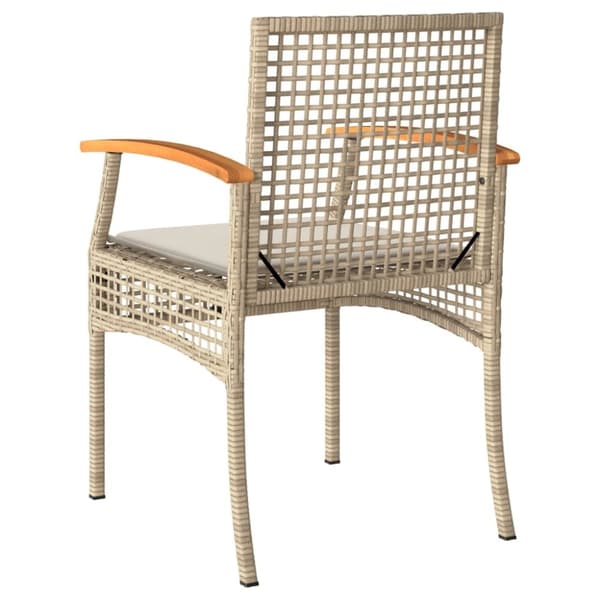 vidaXL Trädgårdsstolar med dynor 2 st beige konstrotting akaciaträ