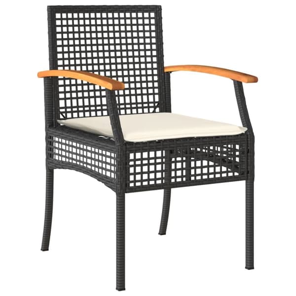 vidaXL havestole 4 stk. med hynder polyrattan og akacietræ sort