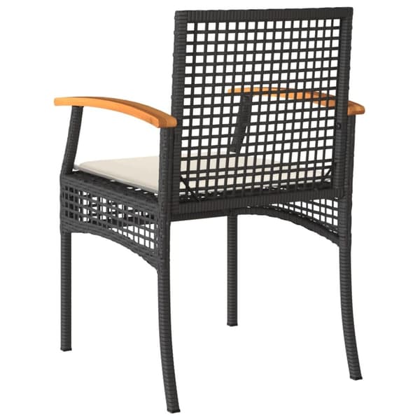 vidaXL havestole 4 stk. med hynder polyrattan og akacietræ sort