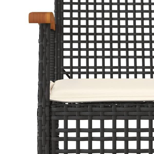 vidaXL havestole 4 stk. med hynder polyrattan og akacietræ sort