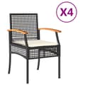 Miniatyrbild 2 av 11: vidaXL Trädgårdsstolar med dynor 4 st svart konstrotting akaciaträ