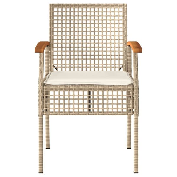 vidaXL Trädgårdsstolar med dynor 4 st beige konstrotting akaciaträ