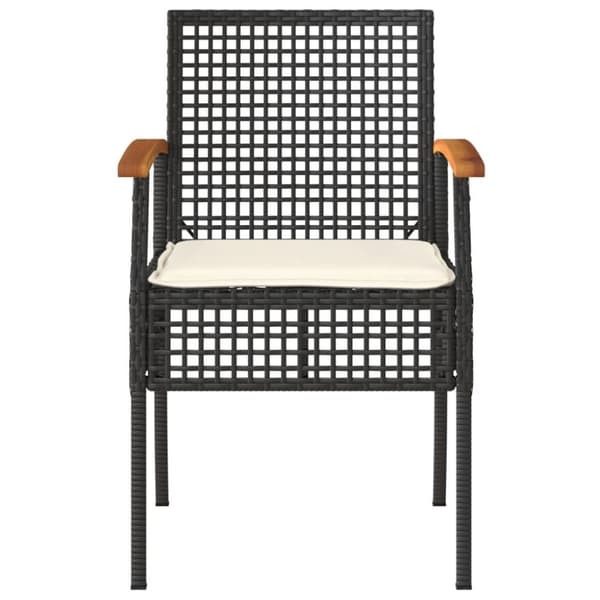 vidaXL havestole 2 stk. med hynder polyrattan og akacietræ sort