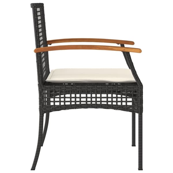vidaXL havestole 2 stk. med hynder polyrattan og akacietræ sort