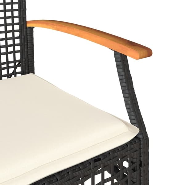 vidaXL havestole 2 stk. med hynder polyrattan og akacietræ sort