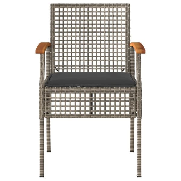 vidaXL havestole 2 stk. med hynder polyrattan og akacietræ grå