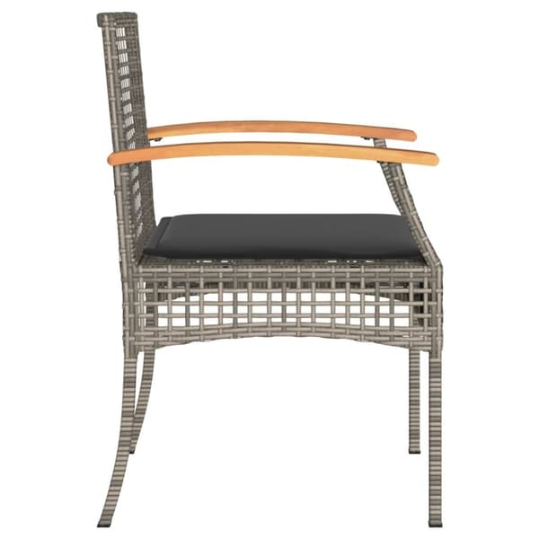vidaXL havestole 2 stk. med hynder polyrattan og akacietræ grå