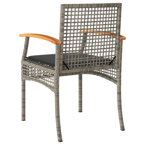 vidaXL havestole 4 stk. med hynder polyrattan og akacietræ grå
