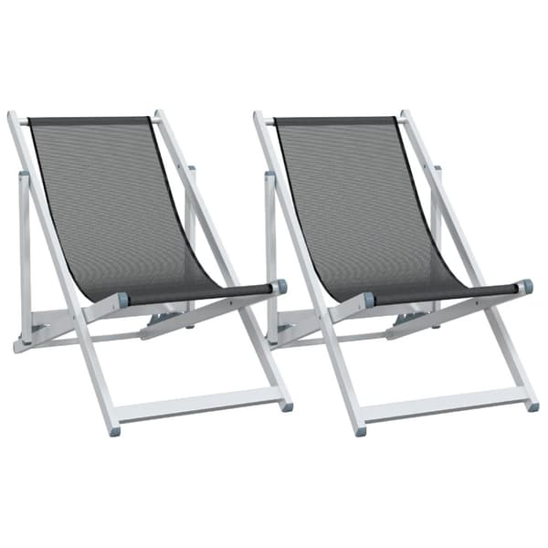vidaXL Strandstolar hopfällbara 2 st grå aluminium och textilen