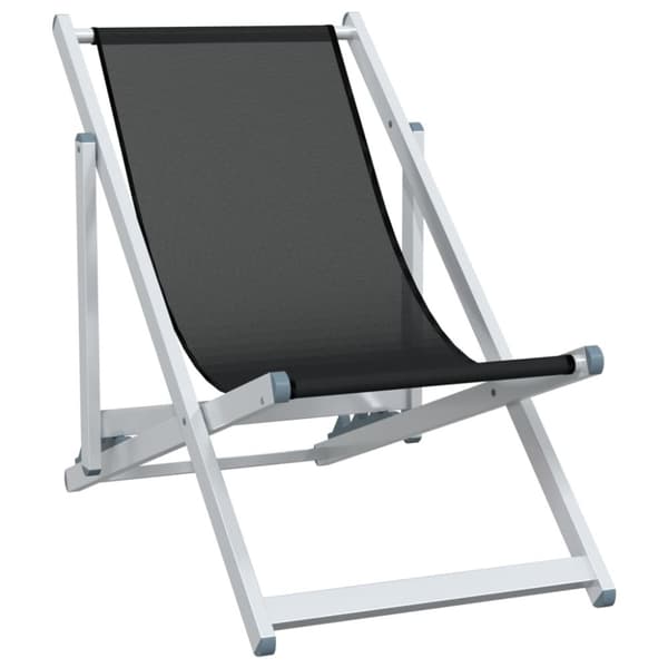 vidaXL foldbare strandstole 2 stk. aluminium og textilene sort
